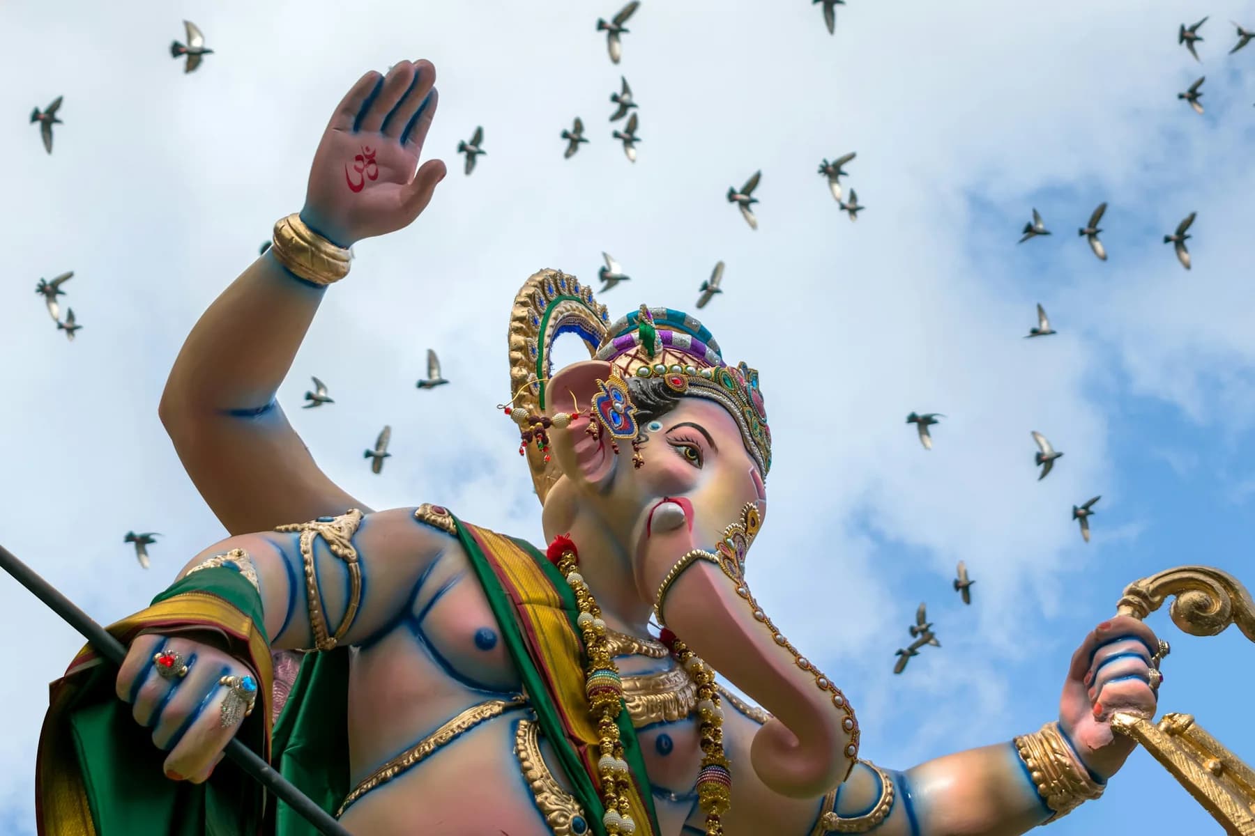 Dhol Tasha performers during a Mumbai Ganesh Utsav procession